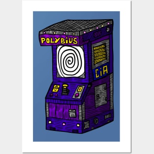 polybius, retro gaming myth. CIA cartoon. Posters and Art